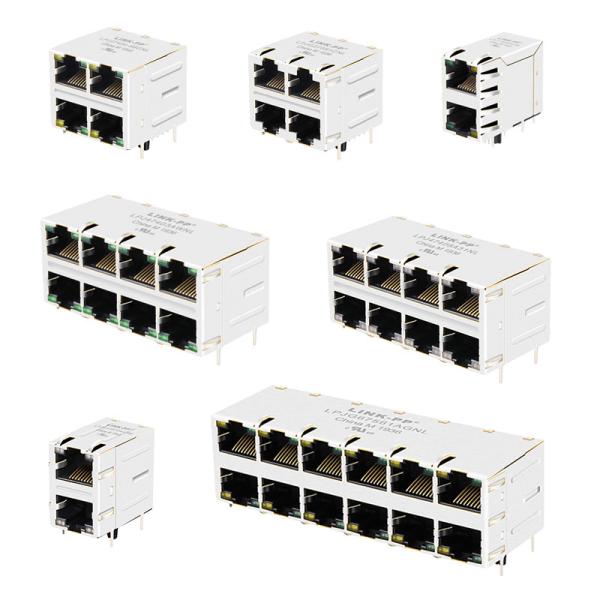 2pc Rj23 China 1-1840053-4 Dual-Row 2x6 PoE+ RJ45 Connector with Integrated ...