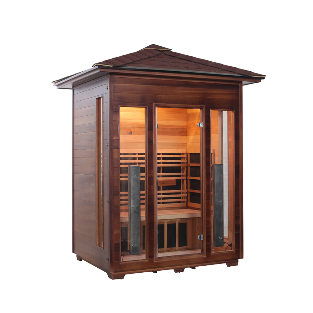 China High Quality Wooden Sauna 3 Person Outdoor Dry Sauna Room With Windows