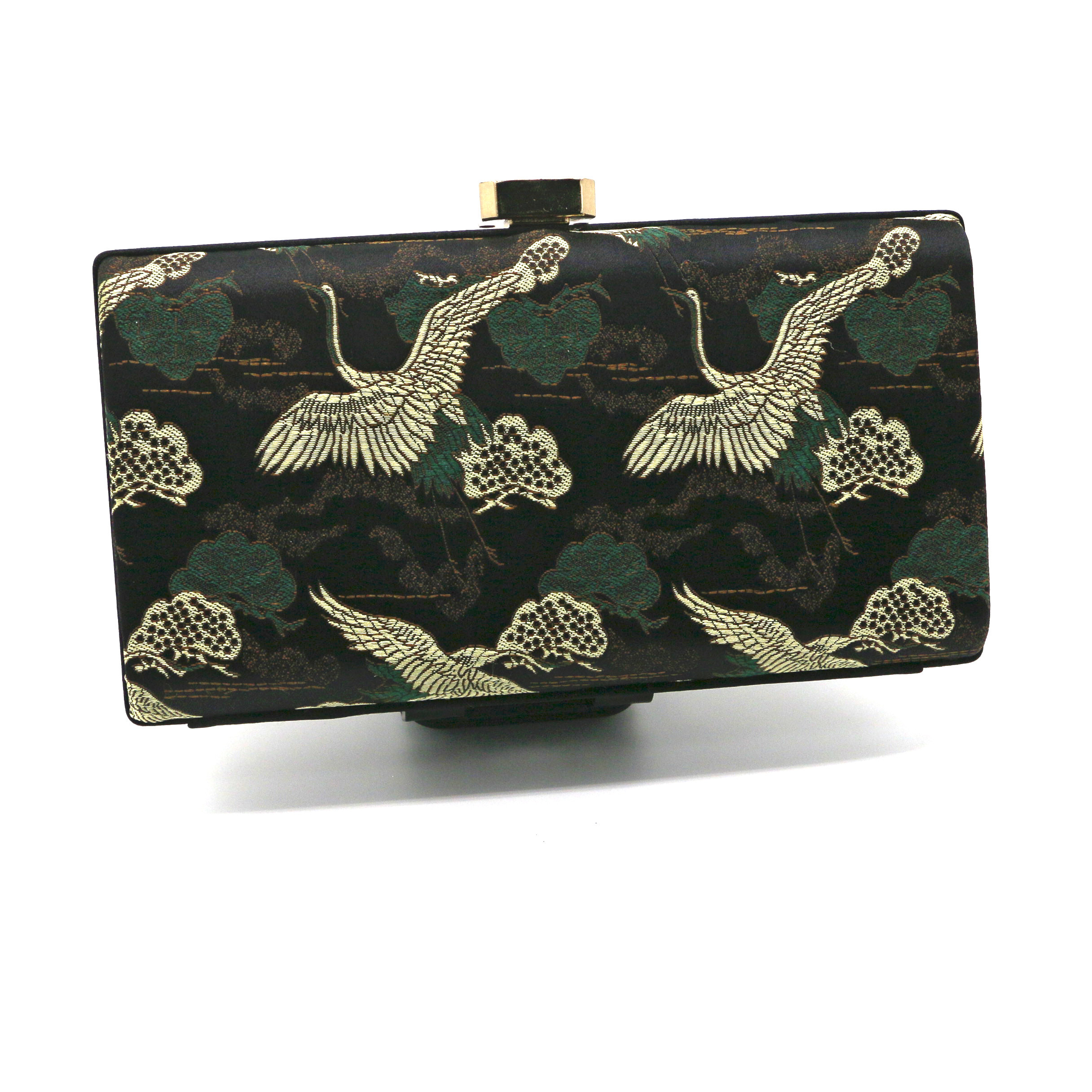 China Embroidered Fabric Evening Clutch Handbag Crane Pattern For Women ODM