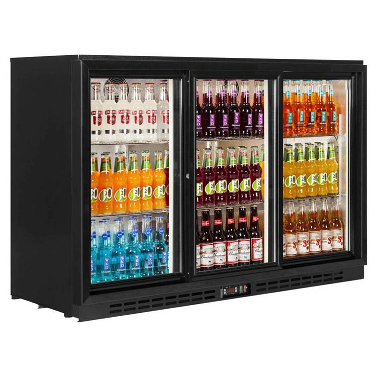 China R134a Commercial Under Counter Triple Glass Back Bar Cooler With Fan Cooling