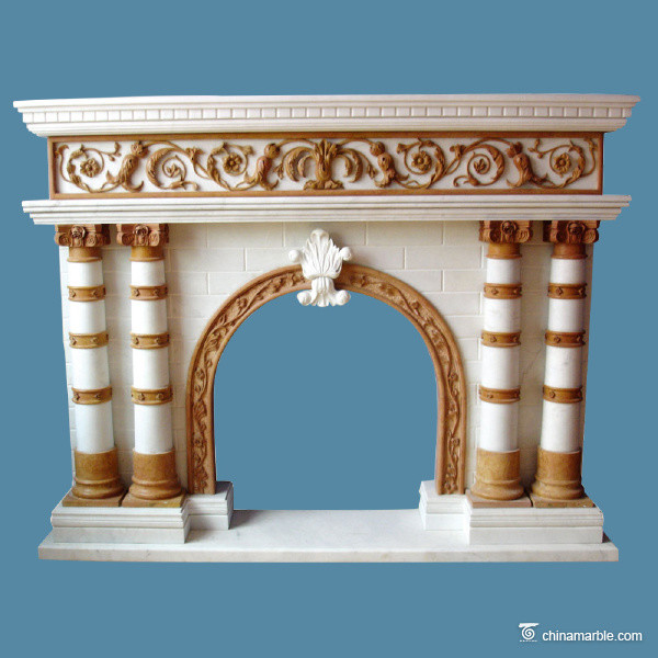 China Decorative Carved Marble Fireplace Surround ，Home Marble Fireplace Mantel