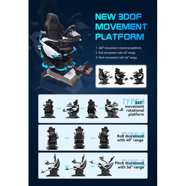 China 1100W 6Dof Racing Car Game Machine Vr Driving Simulator Game ...