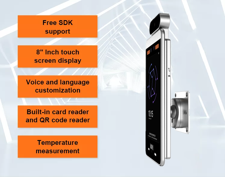 China QR Code Face Recognition Terminal 8 Inch Facial Recognition Entry ...