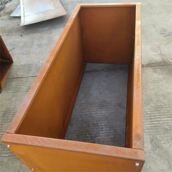China Large Rusty Metal Garden Bed Corten Steel Rectangular Planter Box ...